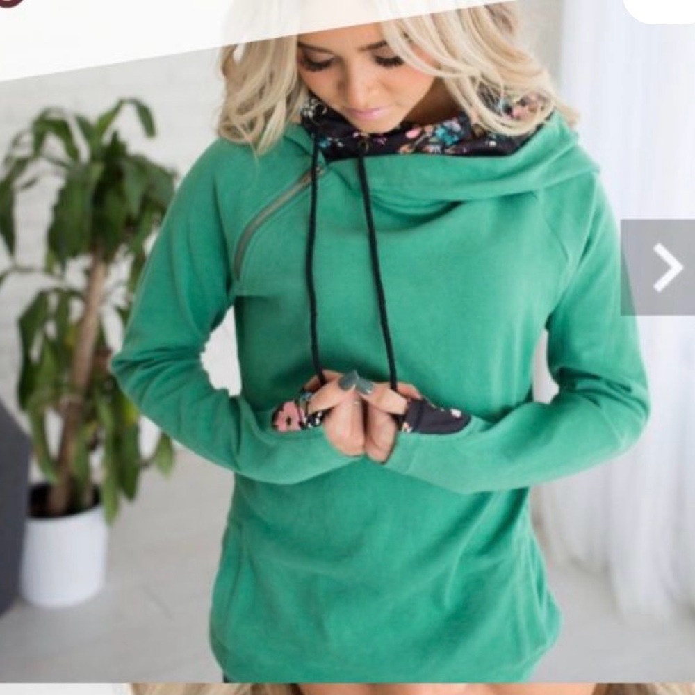 Ampersand Avenue green floral double hoodie